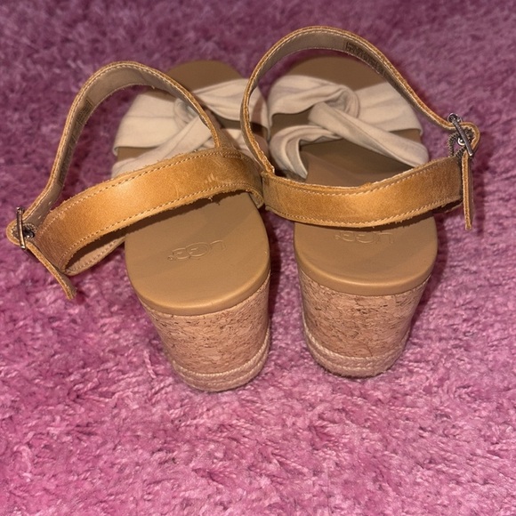 UGG Joslyn Wedge Cream Tan Sandals Size 8 - Picture 3 of 7